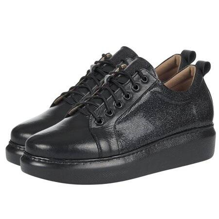 Sneakersy damskie na platformie - Syrena P-246A, czarne