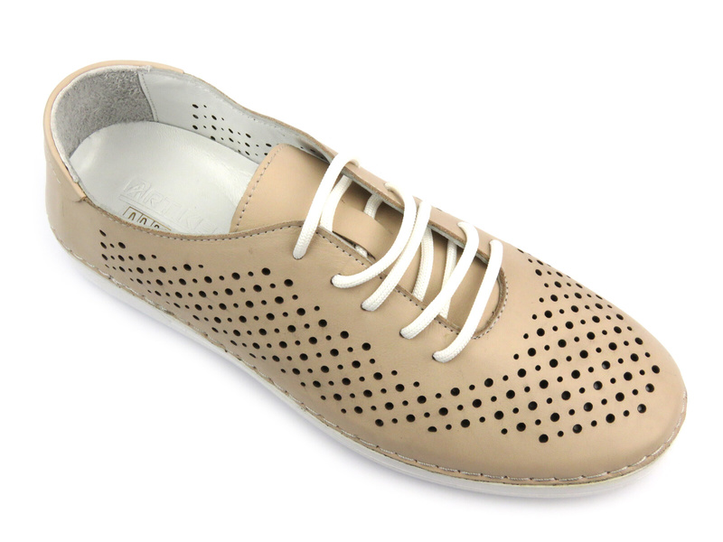 Ażurowe półbuty damskie - Artiker 54C0284, beżowe