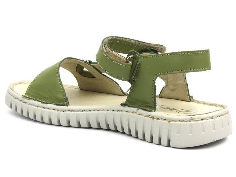 Skórzane sandały damskie polskiej marki - HELIOS Komfort 249S, zielone
