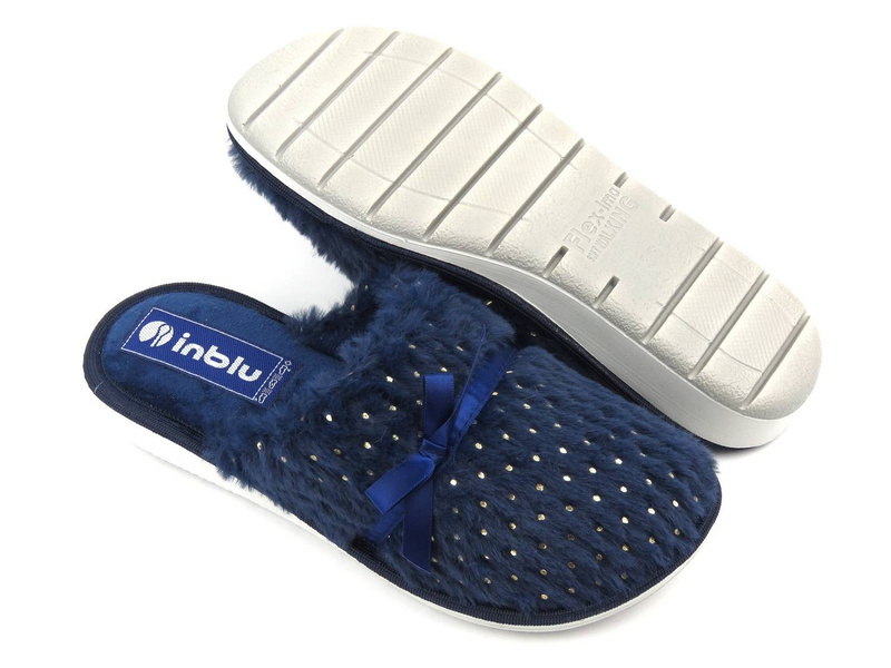 Futerkowe kapcie damskie INBLU LB-92/2, granatowe