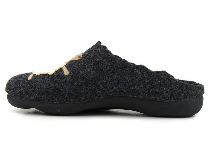 Filcowe kapcie damskie z wełną - MANITU 320088-01, czarne z owieczką