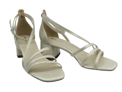 Eleganckie sandały damskie na obcasie beżowe Tamaris 2-28205-44