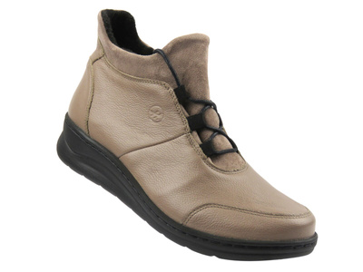 Wygodne botki damskie z naturalnej skóry Helios Komfort 564, khaki