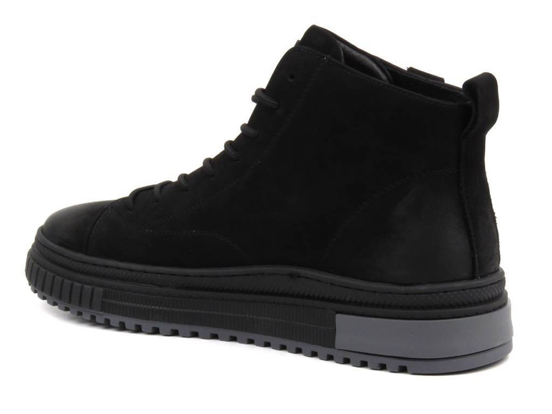 Skórzane sneakersy, trzewiki męskie za kostkę - Fabio Moretti N2735-1-1, czarne