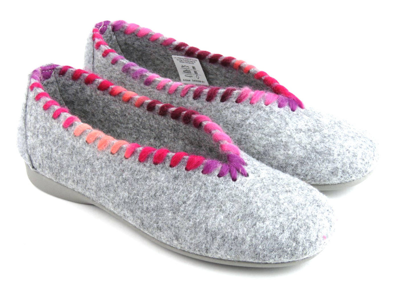 Ciepłe, filcowe kapcie damskie wysokie - MANITU 340029-91, szare