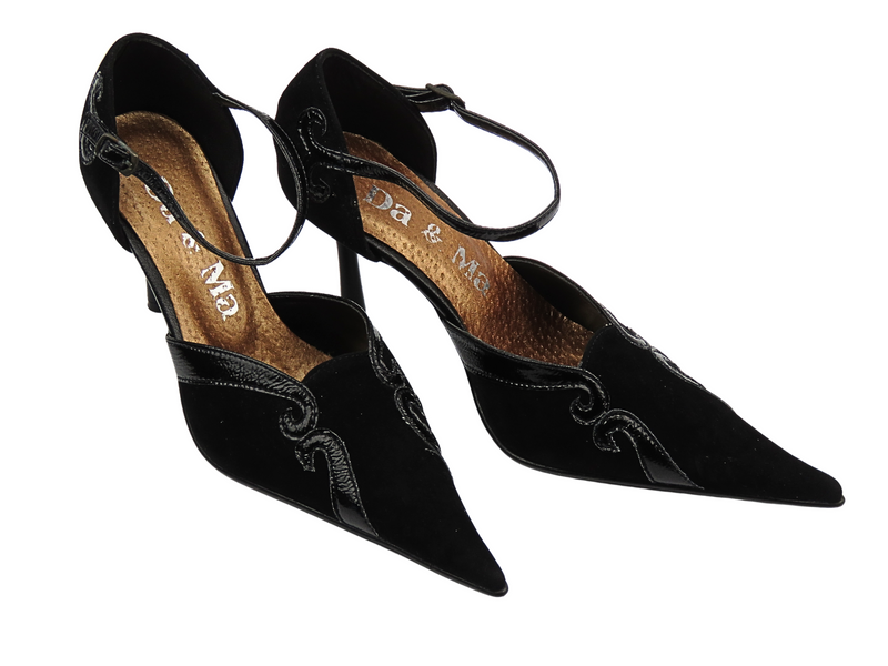 Skórzane czółenka damskie na szpilce - DA&MA 808 czarne