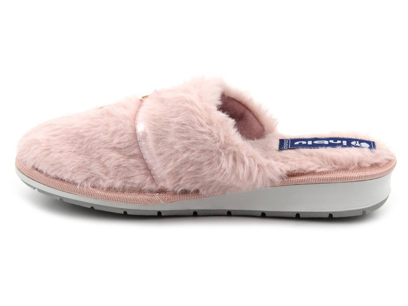 Futerkowe, miękkie kapcie damskie z kokardką - INBLU LB-91, różowe