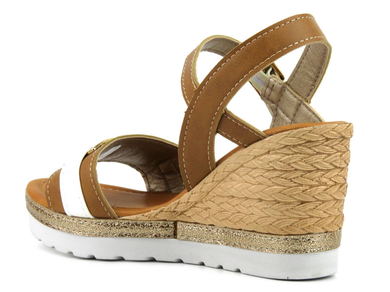 Sandały damskie na koturnie - Inblu FG-35, brązowe