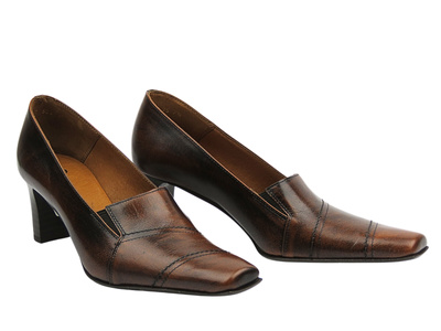 Czółenka damskie ze skóry naturalnej - But-S A517F, brązowe