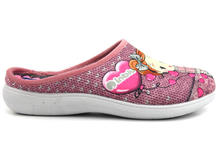 Kapcie damskie, dziewczęce z miękką wkładką - INBLU EC-82, różowe