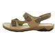 Skórzane sandały damskie na rzepy - Helios Komfort  794, jasnobeżowe
