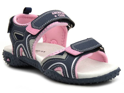 Sandały dziecięce  ze skórzaną wkładką - AMERICAN CLUB RL 35/22, granatowe