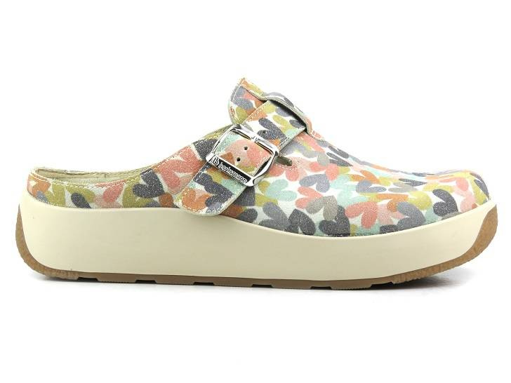 Komfortowe klapki damskie, chodaki - BERKEMANN 03902-710, w serduszka