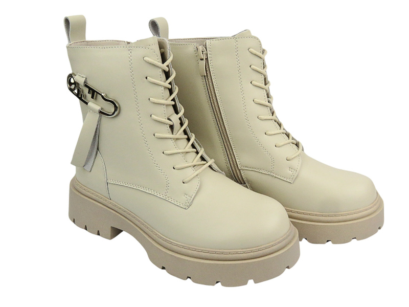 Botki Damskie - Cambell 24-71303 Beżowe Na Zamek