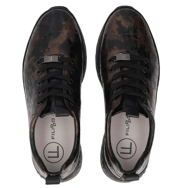 Skórzane półbuty damskie na platformie - Filippo DP7284/25, brązowe