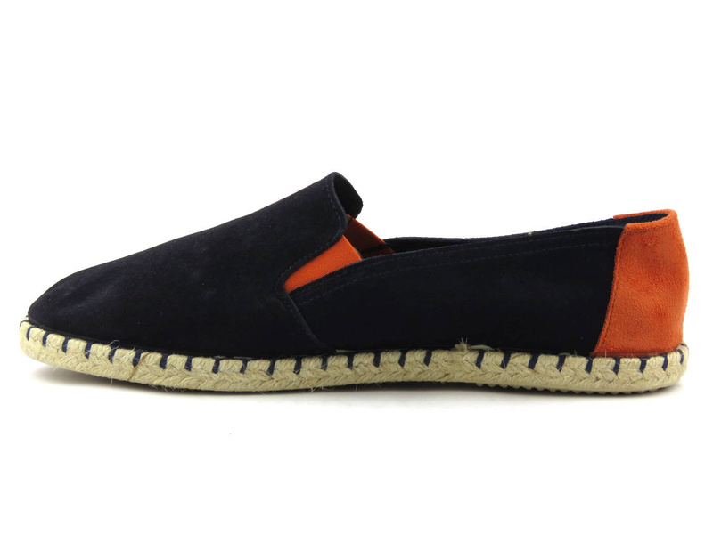 Espadryle męskie ze skóry zamszowej - VENEZIA 433-16392, granatowe