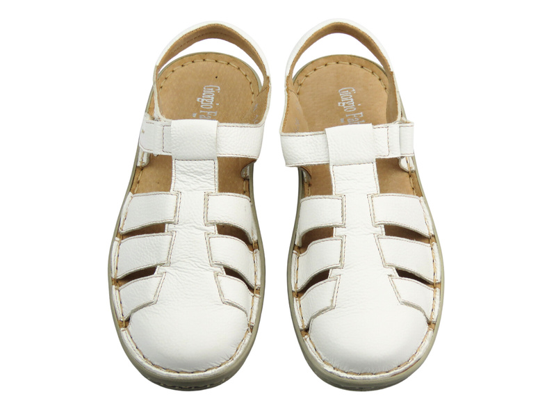 Skórzane sandały damskie białe Best-But 1426