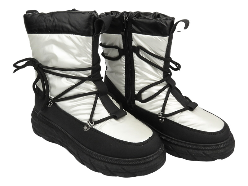 Śniegowce Damskie, Buty Zimowe Venezia C005MTWHOBB087 Białe Sznurowane