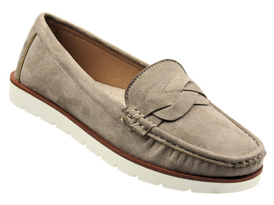 Skórzane półbuty, mokasyny damskie - Vice Versa 834280, beżowe