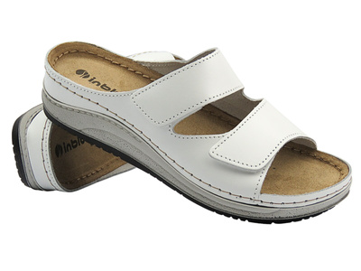 Klapki damskie na rzepy białe INBLU PF-01IU