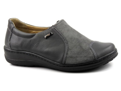 Wygodne półbuty damskie z elastyczną cholewką - HELIOS Komfort 714, szare