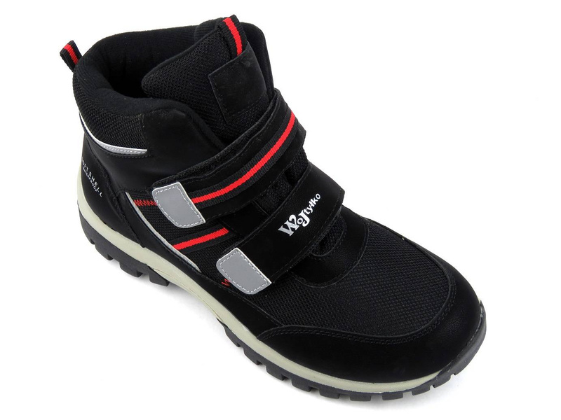 Trekkingi, trzewiki dziecięce zimowe - WOJTYŁKO 21040 Softshell, czarne