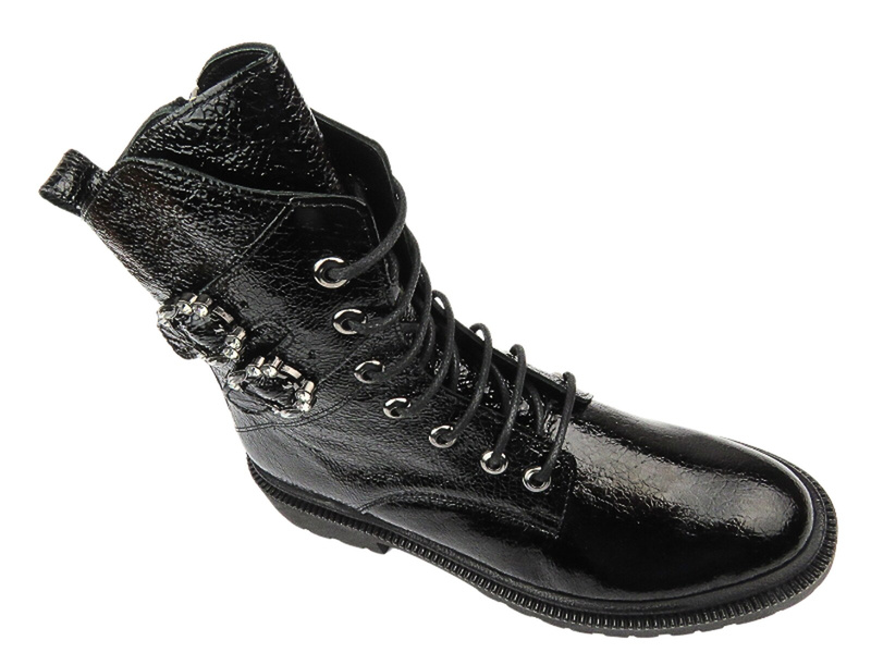 Botki damskie skórzane - Venezia L031CRBLOBB034, czarne