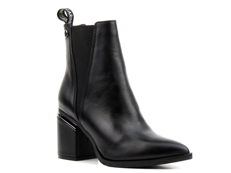 Eleganckie sztyblety damskie z noskiem w szpic - CARINII B5721, czarne