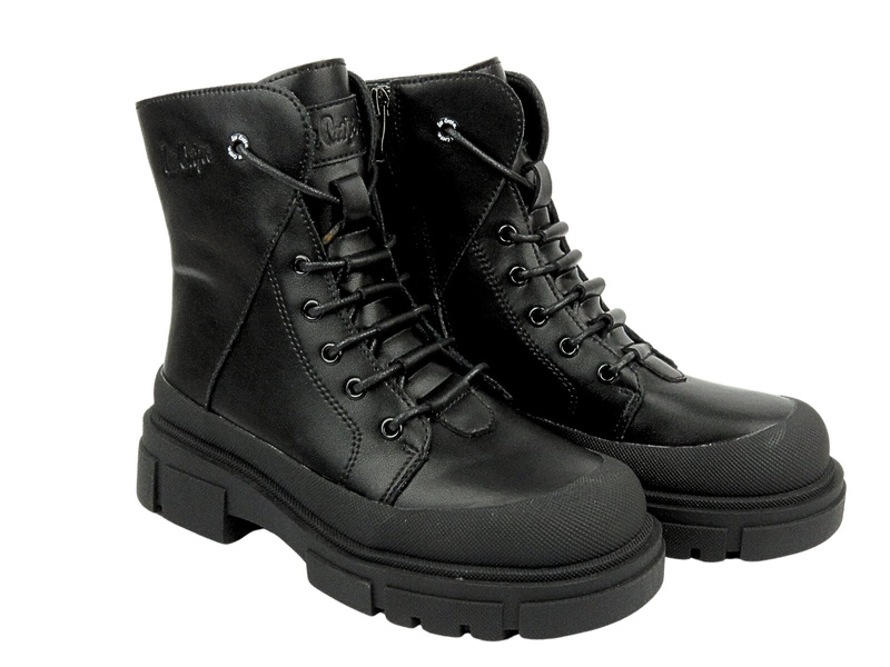 Botki damskie skórzane - LEE COOPER 24-01-2980L, czarne