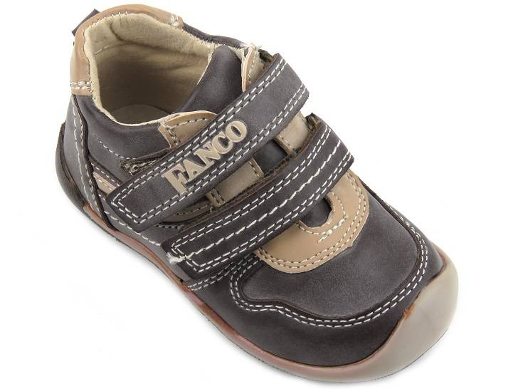 Półbuty dziecięce chłopięce na rzep - FANCO 0077D12, brązowe