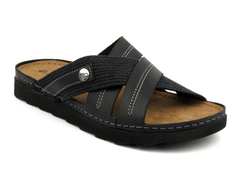 Wygodne klapki męskie ze skóry - INBLU 158M022, czarne