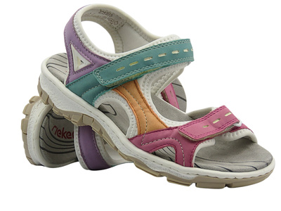 Sportowe sandały damskie Rieker 68866-92, multikolor stylowe wygodne