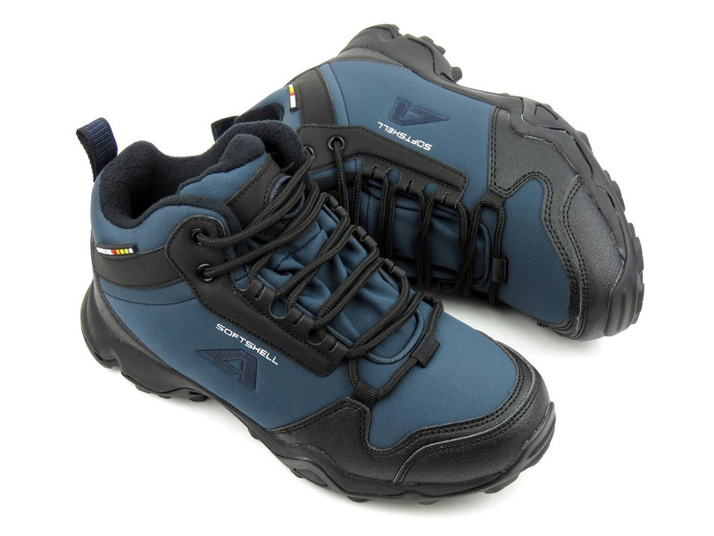 Ciepłe trekkingi młodzieżowe z softshell - AMERICAN CLUB WT64/21(22), granatowe