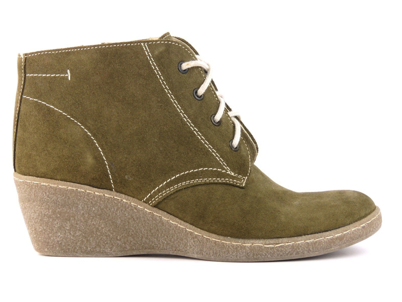 Skórzane botki damskie na koturnie - HELIOS Komfort 681