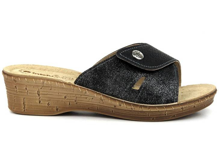 Klapki damskie na rzep - INBLU 26-79, czarne