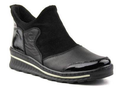 Botki damskie na suwak - HELIOS Komfort 507, czarne