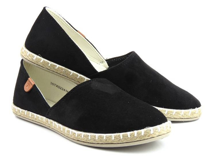 Espadryle damskie z wyciętą cholewką - N.E.W.S. 20TX02-2416, czarne