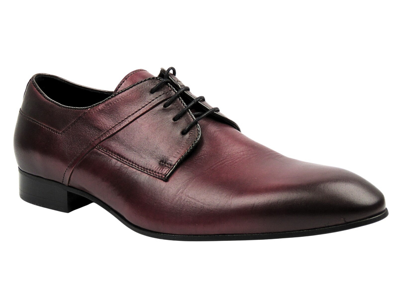 Eleganckie półbuty męskie ze skóry naturalnej Conhpol C00C-6714-0927-00S01, wiśnia