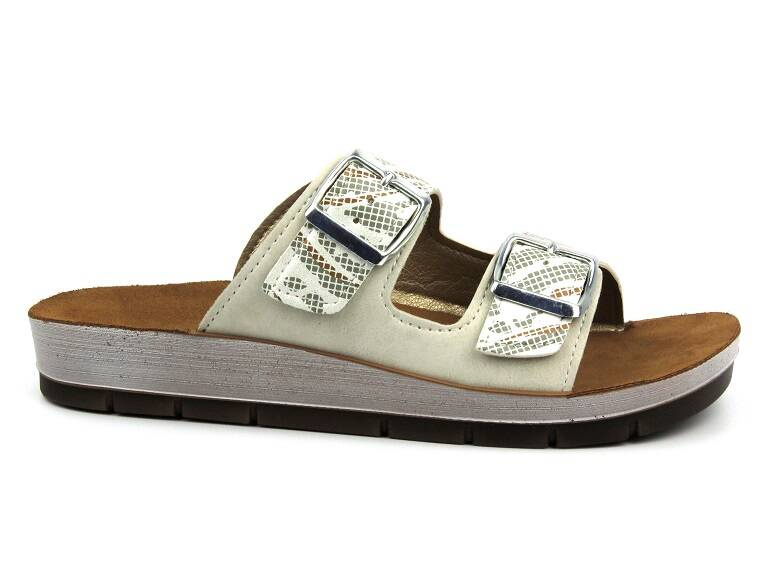 Klapki damskie z klamrami - INBLU CP-45, beżowe