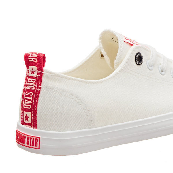 Trampki damskie, buty sportowe Big Star FF274087, białe z czerwonymi elementami