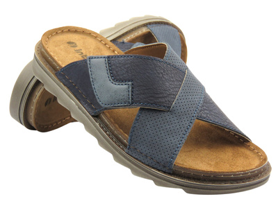 Wygodne klapki męskie na rzep - INBLU BU-17, granatowe