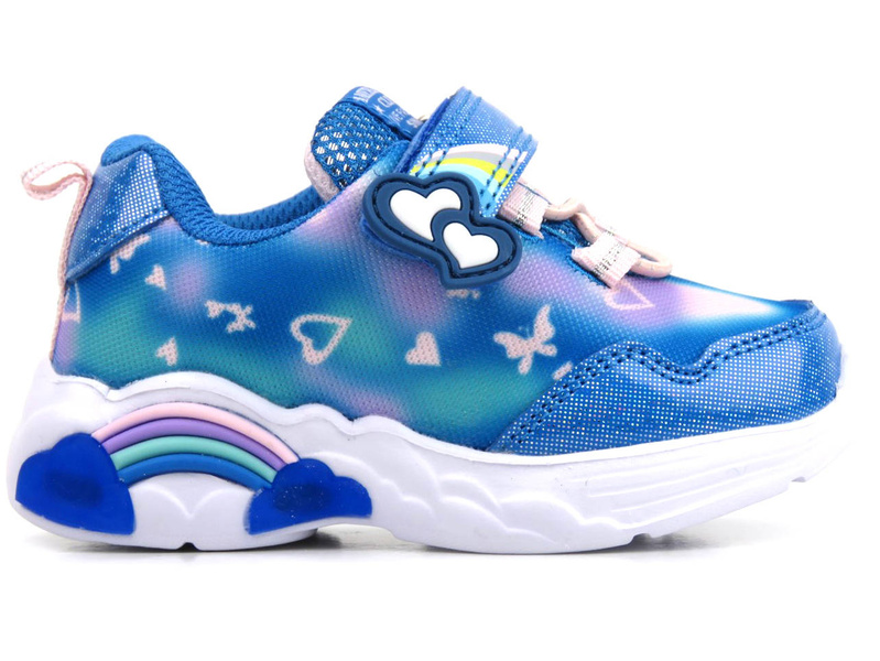 Buty dziecięce sportowe ze świecącą podeszwą - American Club ES89/22, niebieskie