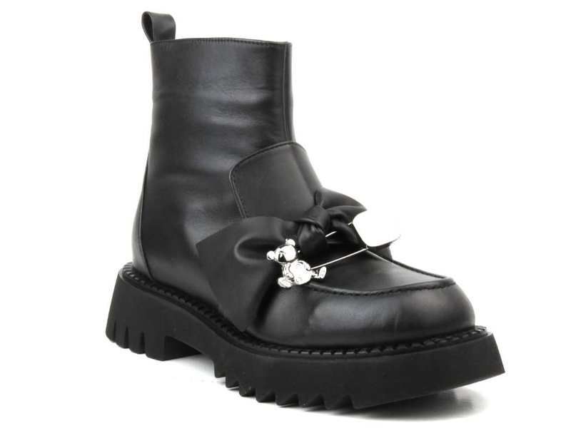 Botki damskie skórzane- VENEZIA 040541 R010 czarne