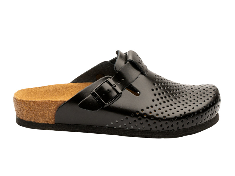 Skórzane Klapki Damskie Leon 4250, czarne