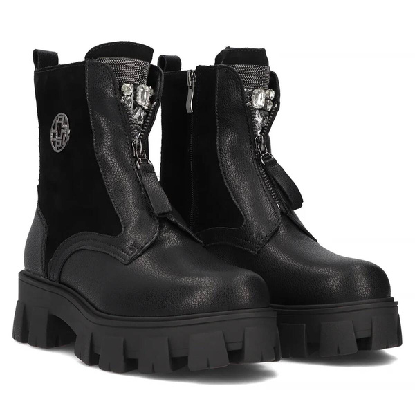 Botki trapery damskie skórzane - Filippo DBT6342/24, czarne