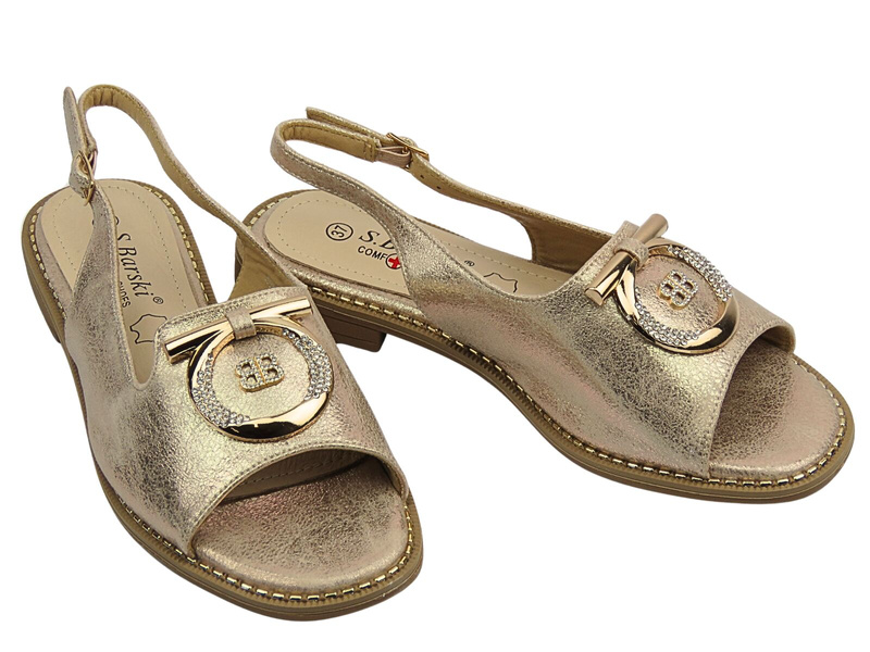 Wygodne sandały damskie  S. Barski KV51-003  złote