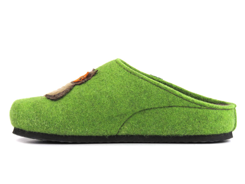 Ciepłe kapcie damskie filcowe z sową - Dr BRINKMANN 320082-71, zielone