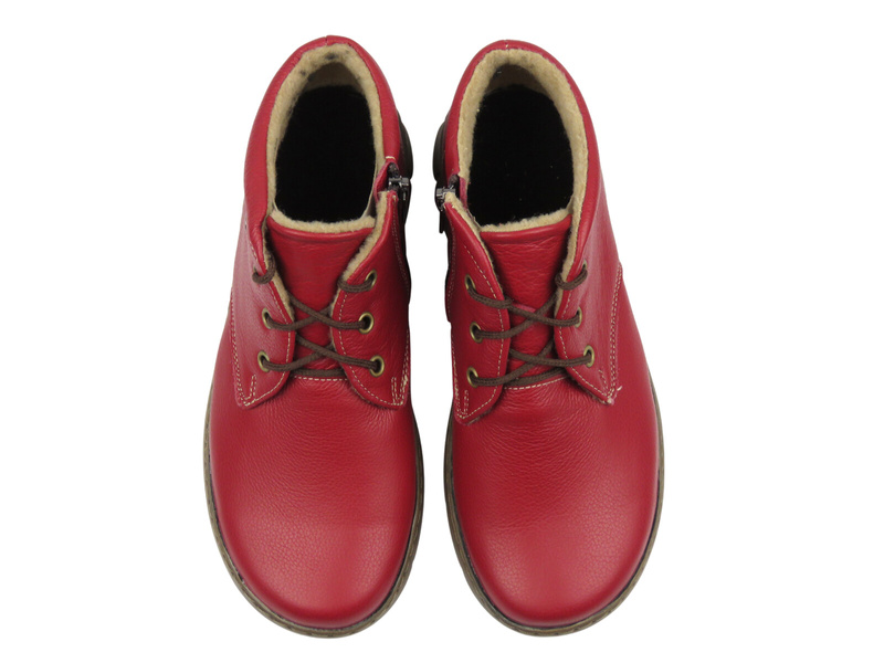 Botki damskie polskiej marki czerwone HELIOS Komfort 793