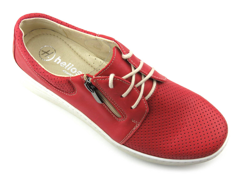 Wygodne półbuty damskie na grubej podeszwie - Helios Komfort 328S, czerwone