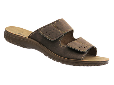 Wygodne klapki męskie na rzepy ciemnobrązowe Inblu BRAIES